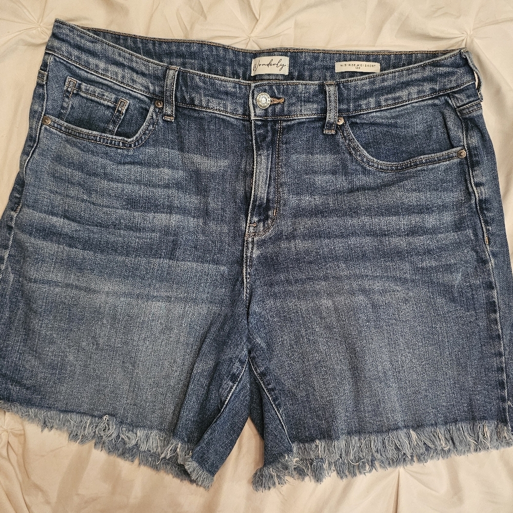 Wonderly Frayed Hem Denim Shorts Size 12